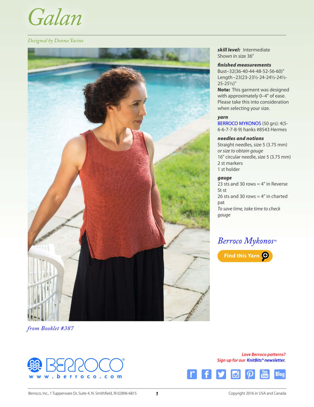 Berroco Galan Jumper Knitting Pattern