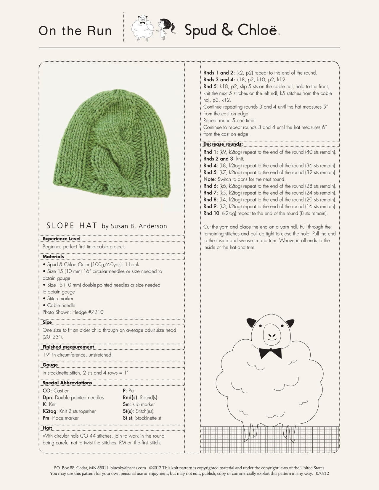 Slope Hat Knitting Pattern