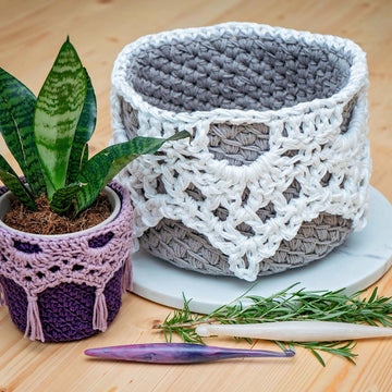 Lace Top Crochet Basket