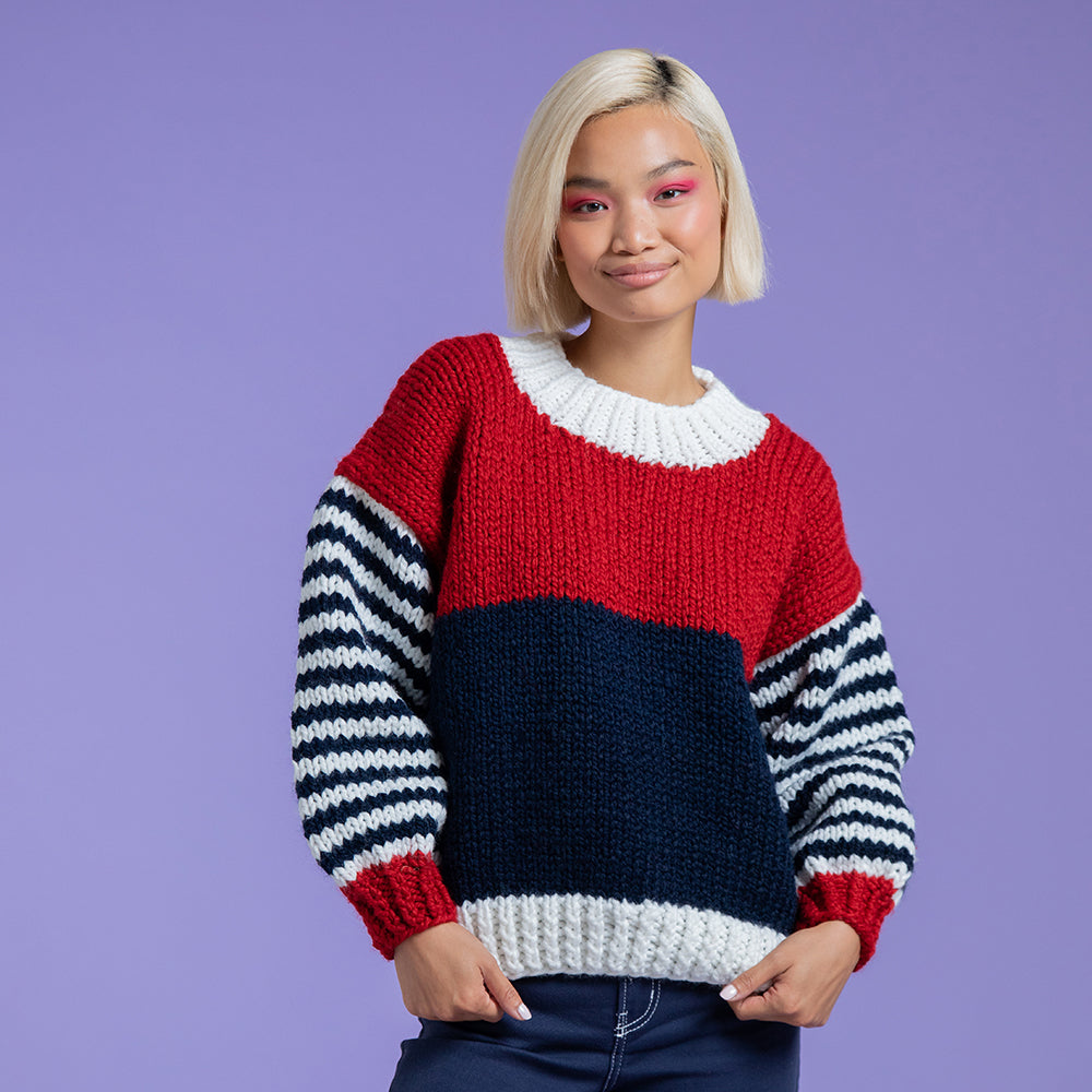 Paintbox Yarns Everyday Stripe Sweater Knitting Pattern