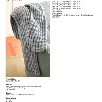 Valley Yarns 286 Shale Pleated Scarf (Free)