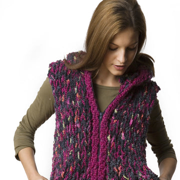 Hooded Ski Vest in Lion Brand Homespun - 60376 PDF