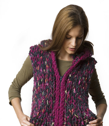 Hooded Ski Vest in Lion Brand Homespun - 60376 PDF