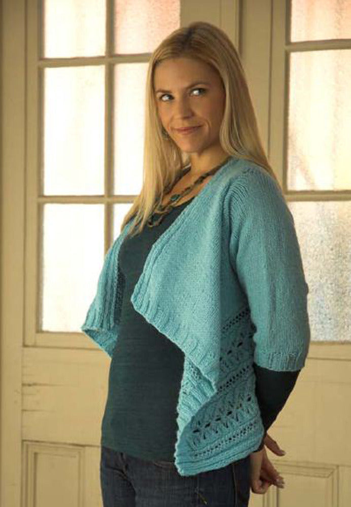 Plymouth Yarn Encore Worsted Women's Draped Cardigan Pattern