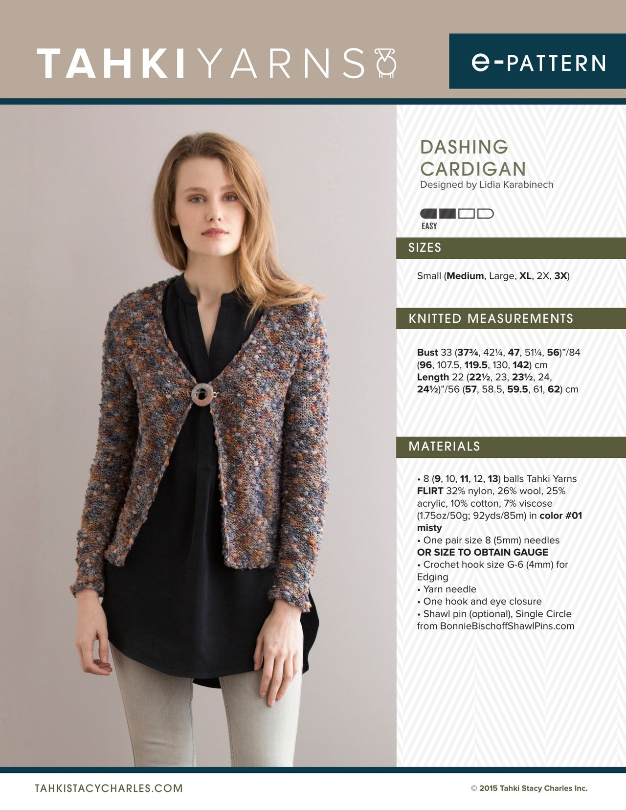 Tahki Yarns Dashing Cardigan Knitting Pattern