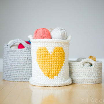 Crochet Heart Basket