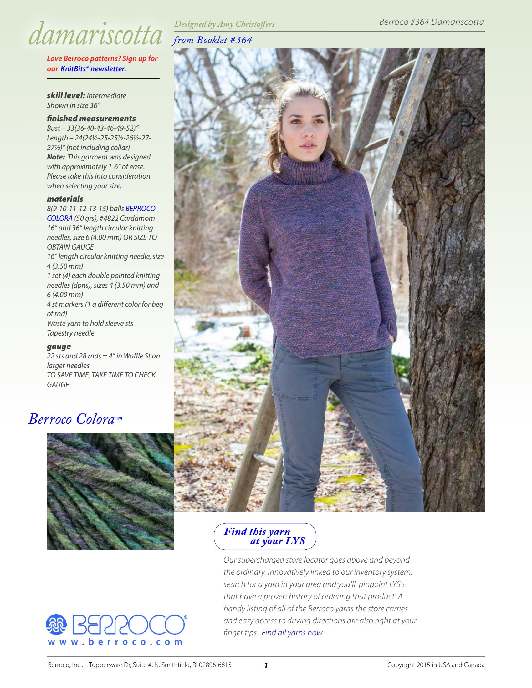 Berroco Damariscotta Jumper Knitting Pattern