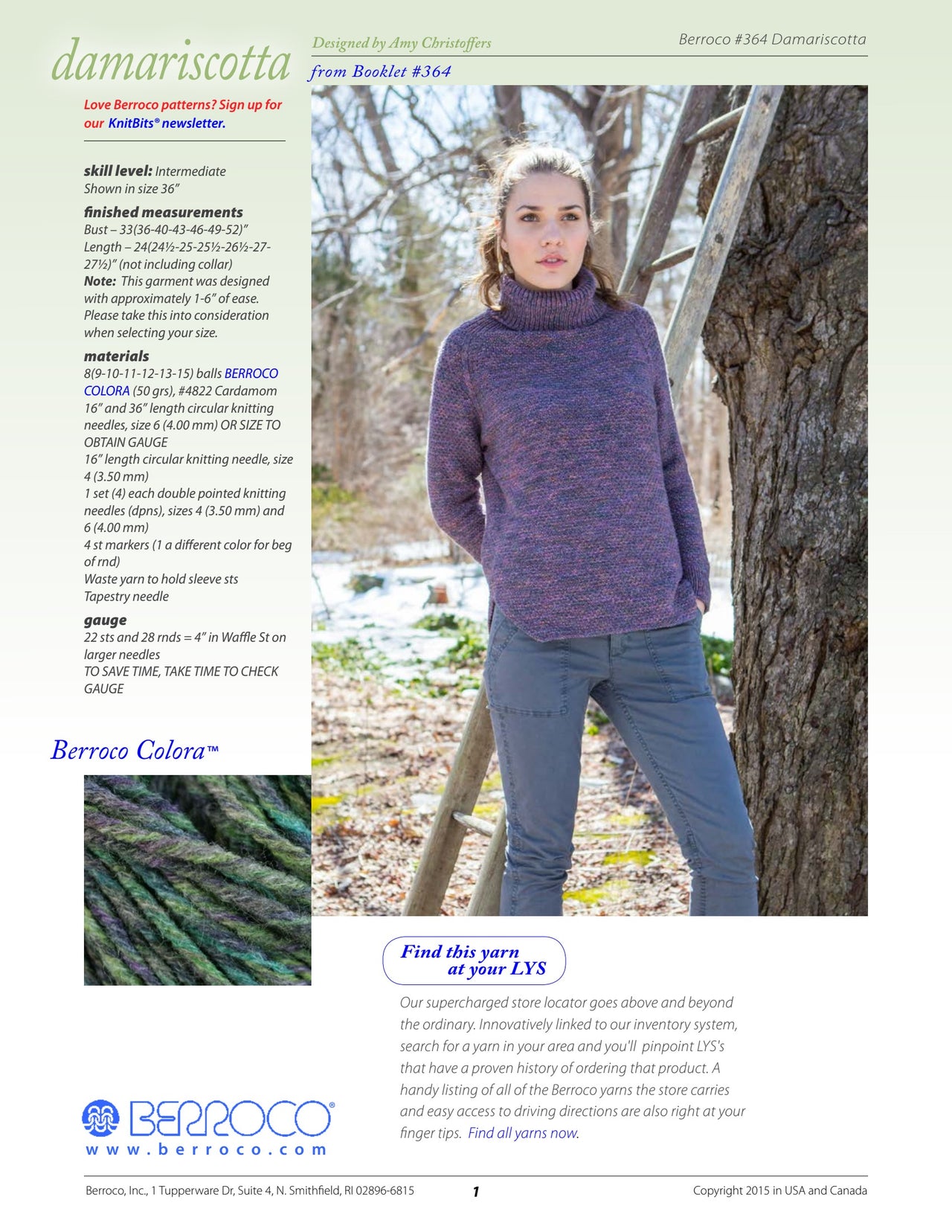 Berroco Damariscotta Jumper Knitting Pattern