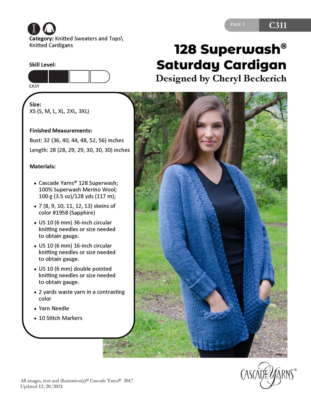 Cascade Yarns C311 Saturday Cardigan (Free)