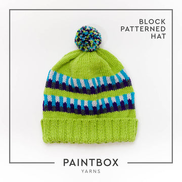Paintbox Yarns Block Patterned Hat Knitting Pattern