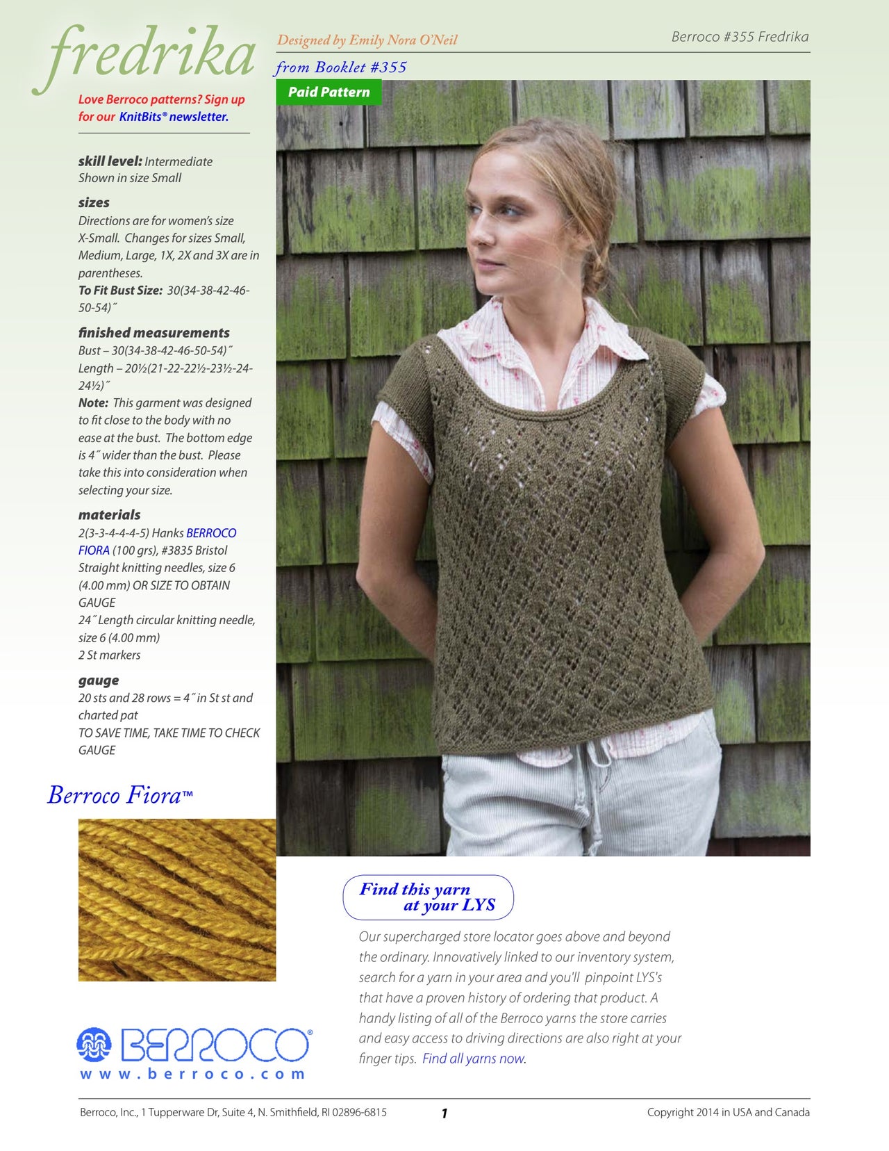 Berroco Fredrika Jumper Knitting Pattern