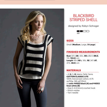 Tahki Yarns Blackbird Striped Shell Crochet Pattern