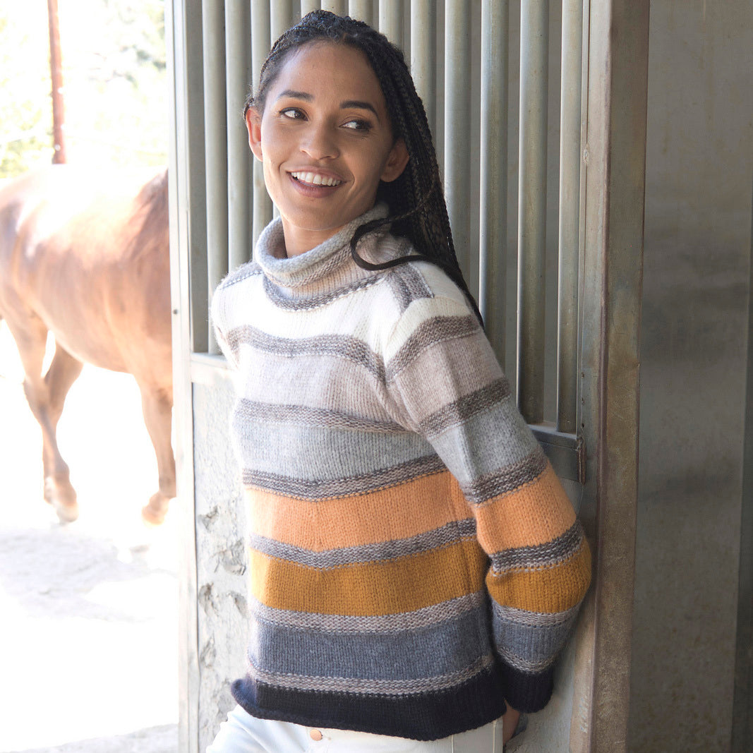 Trendsetter Yarns E Soffio & Tiger - A-Line Swing Striped Pullover