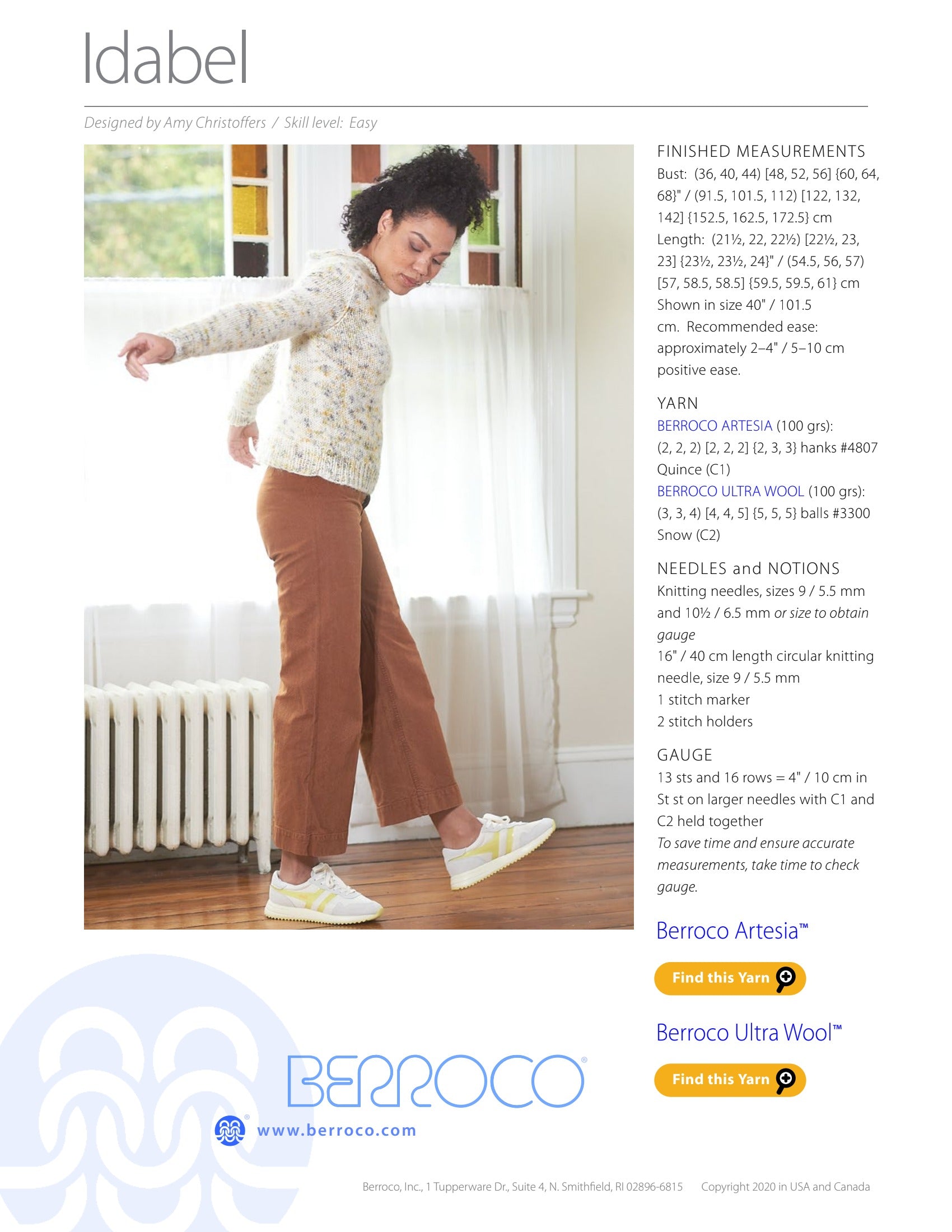 Berroco Idabel Jumper Knitting Pattern