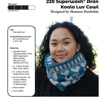 Koala Luv Cowl in Cascade Yarns 220 Superwash® Aran - A356 - Free PDF