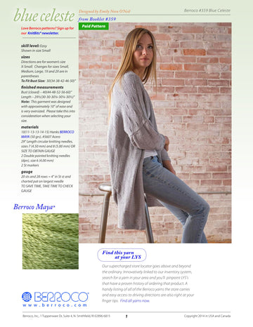 Berroco Blue Celeste Cardigan Knitting Pattern