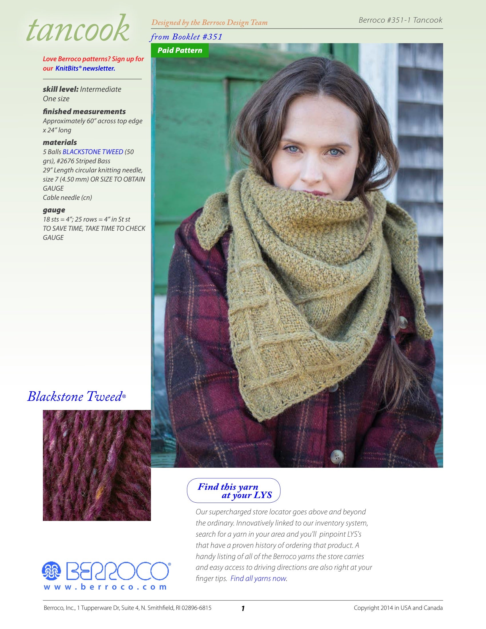 Berroco Tancook Wrap Knitting Pattern