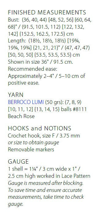 Berroco Espalmador Top Crochet Pattern