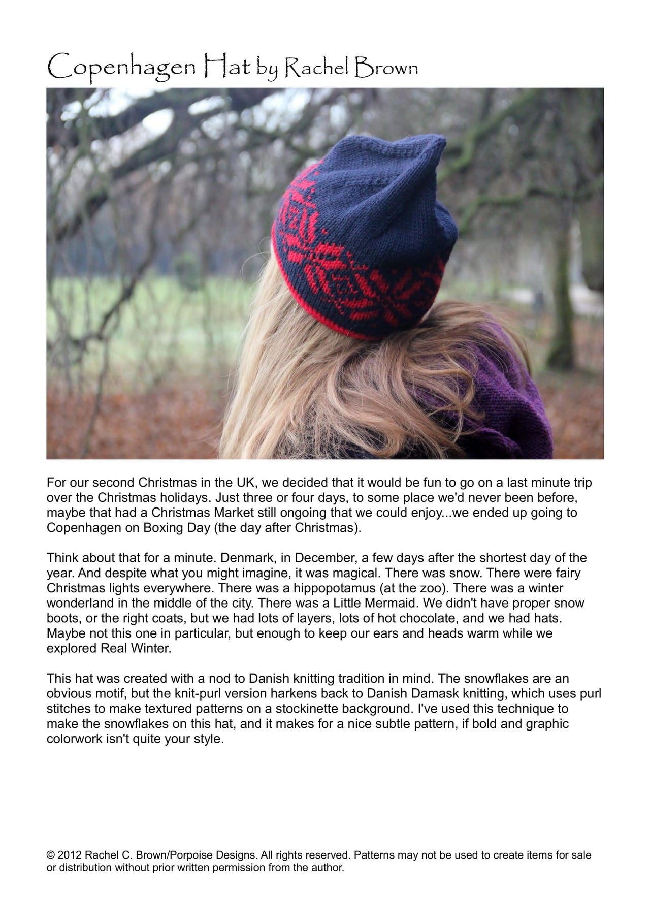 Rachel Brown Copenhagen Hat Knitting Pattern