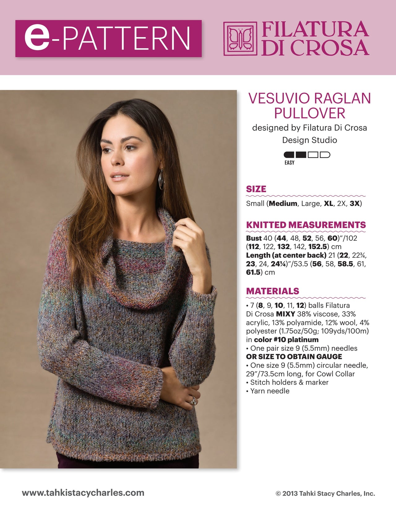 Filatura Di Crosa Vesuvio Pullover Knitting Pattern