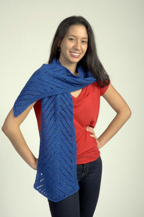 Two Directional Eyelet Scarf in Plymouth Yarn Holiday Lights