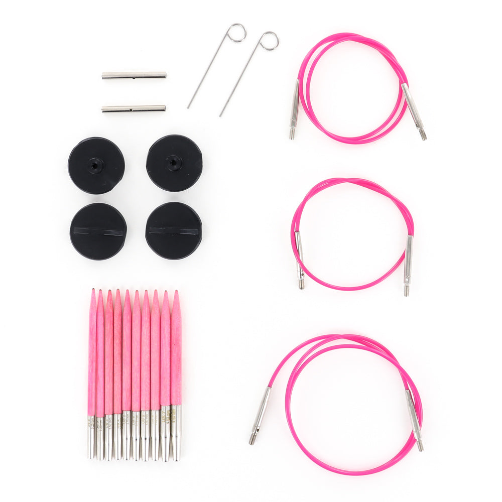 Lykke Blush 3.5" Interchangeable Needles Starter Set in Fuchsia Color