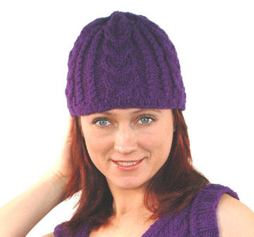 Cabled Hat in Plymouth Encore Worsted - F192 - PDF