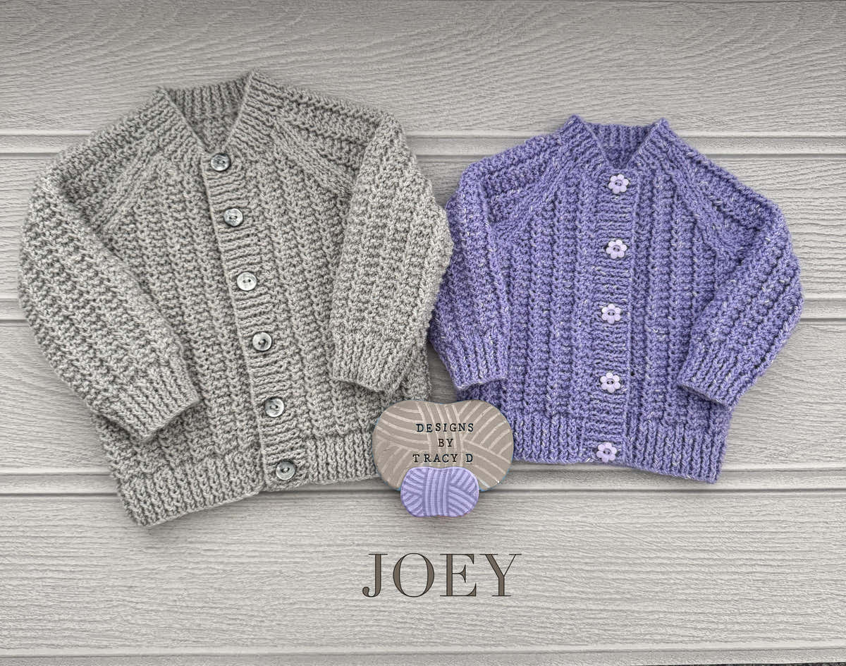 Joey  Baby cardigan knitting pattern 0-9/12mths approx