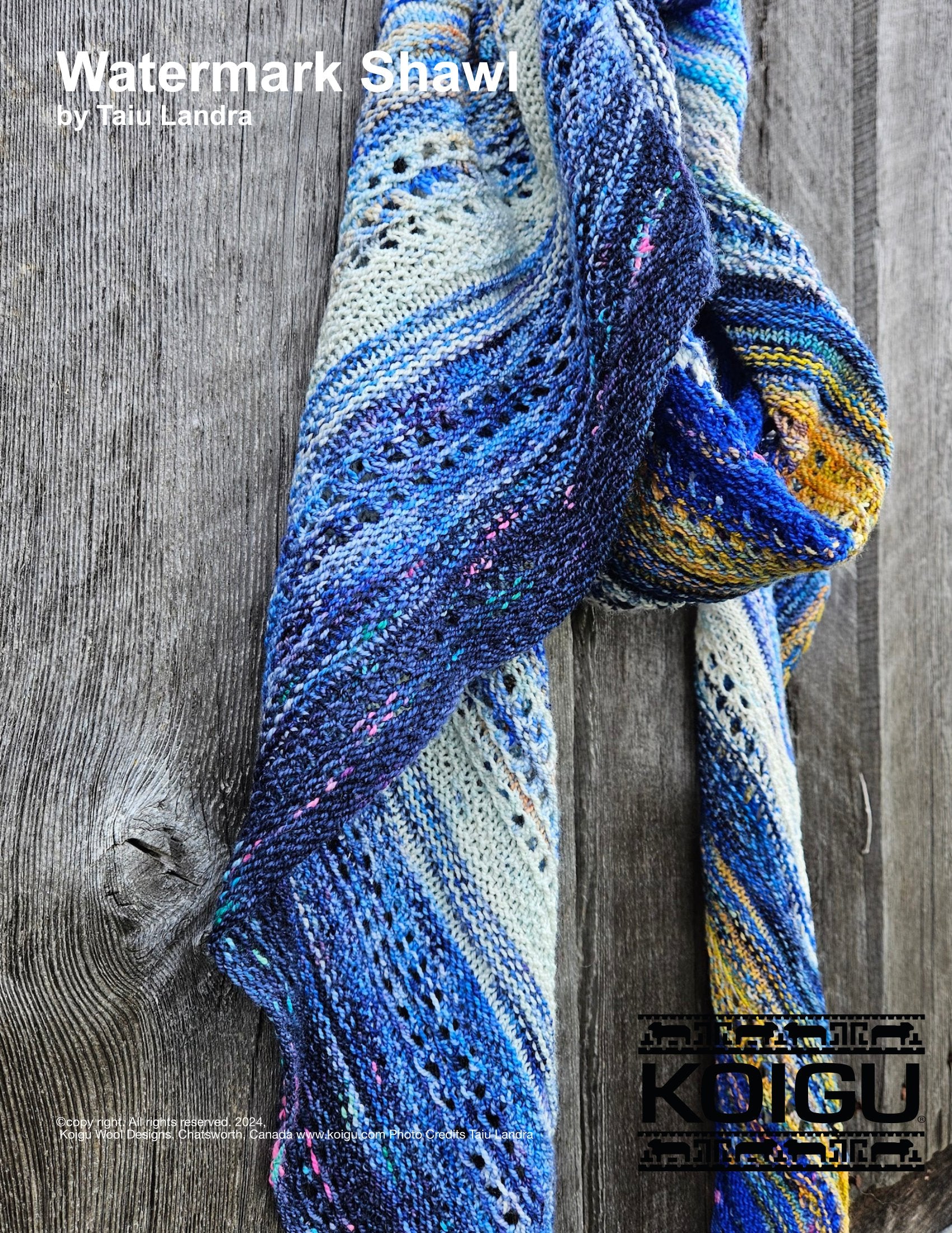 Koigu Watermark Shawl Wrap Knitting Pattern