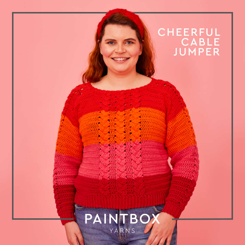 Paintbox Yarns Cheerful Cable Jumper Crochet Pattern
