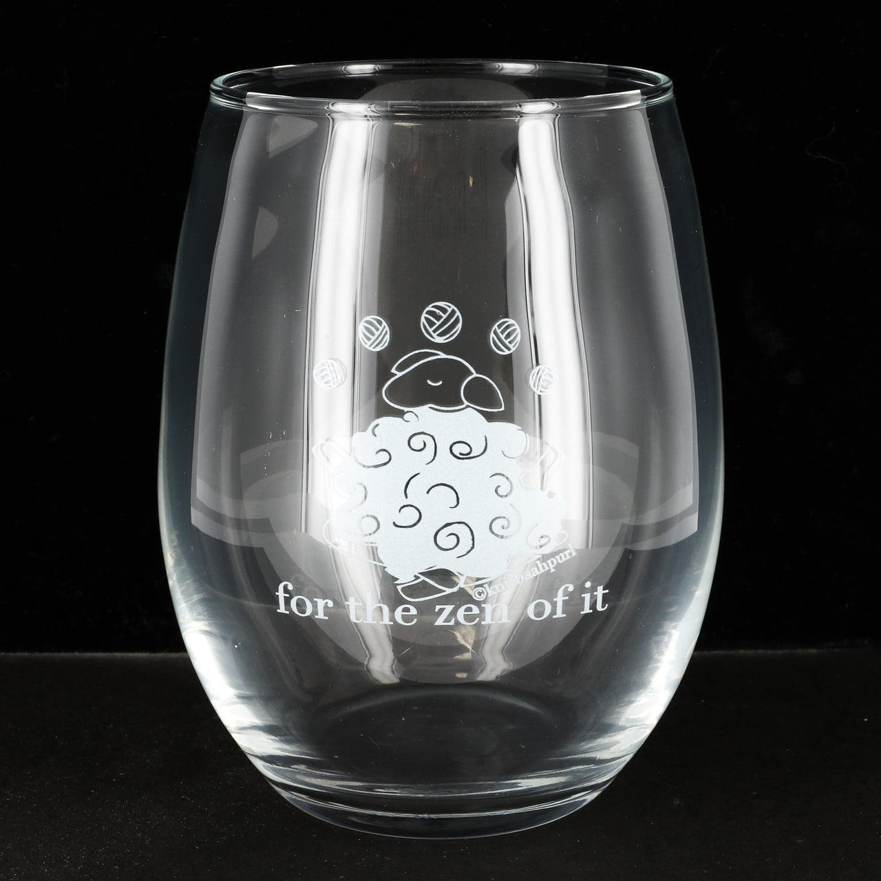 Knit Baah Purl Stemless Wine Glass - For the Zen of It