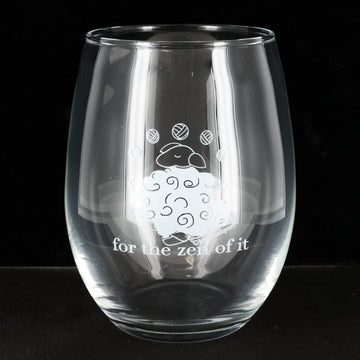 Knit Baah Purl Stemless Wine Glass - For the Zen of It
