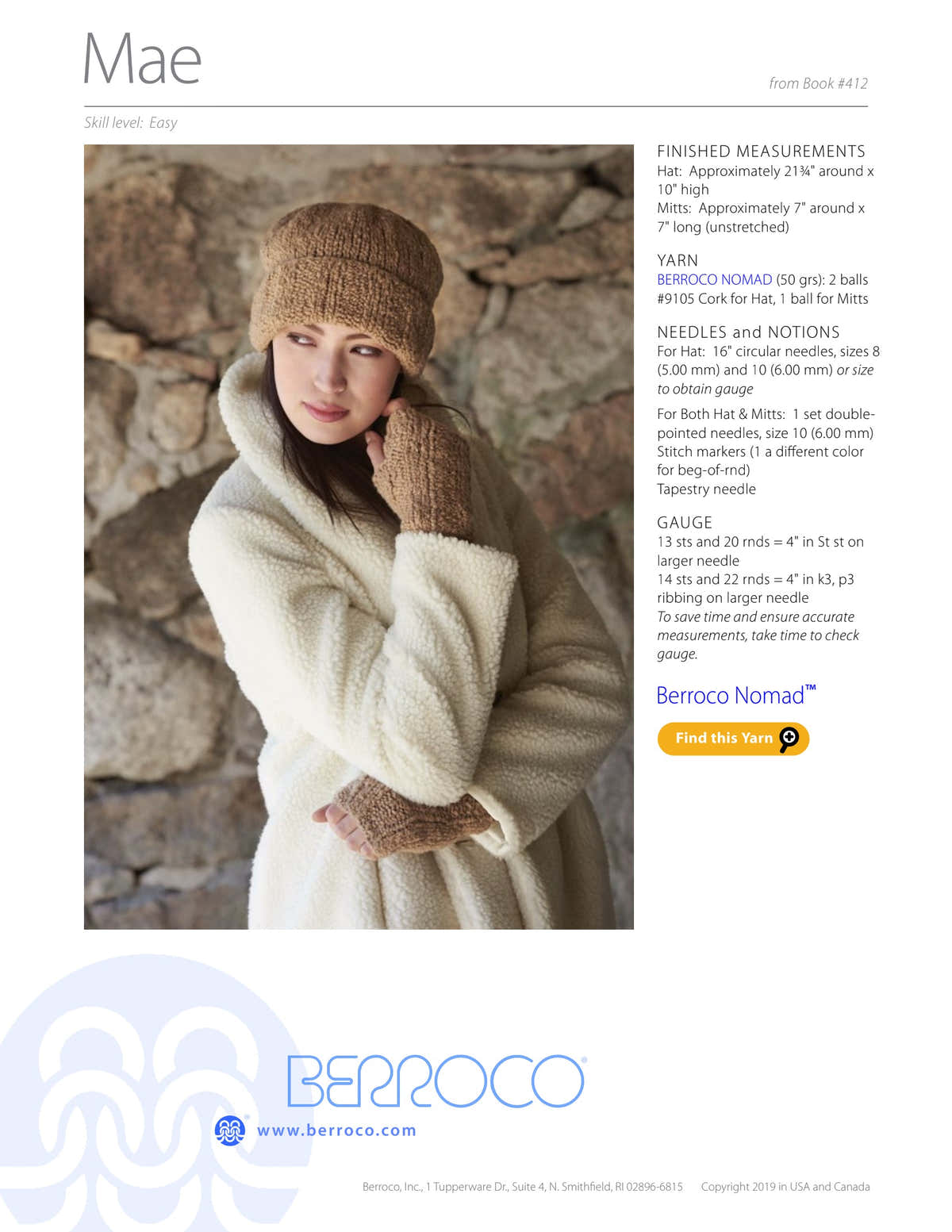 Berroco Mae Gloves Knitting Pattern