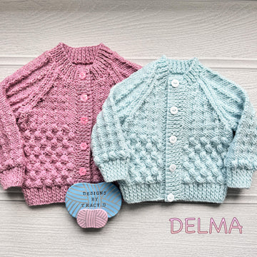 Delma Baby cardigan knitting pattern 0-9/12mths approx
