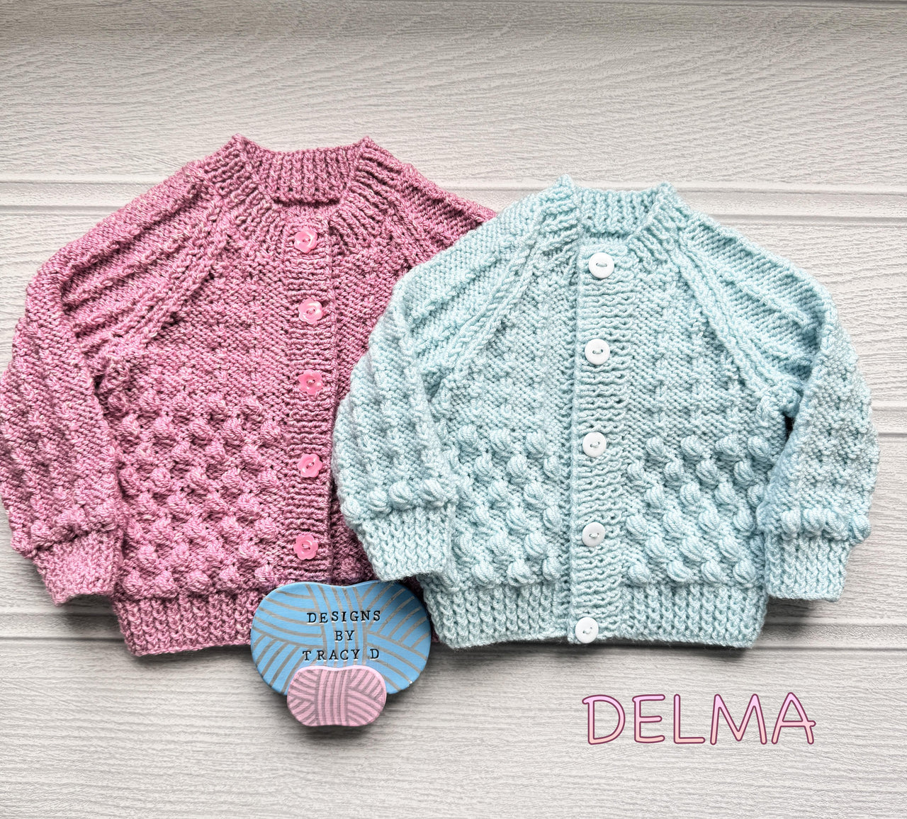 Delma Baby cardigan knitting pattern 0-9/12mths approx