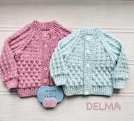 Delma Baby cardigan knitting pattern 0-9/12mths approx