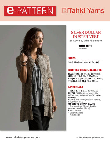 Tahki Yarns Silver Dollar Duster Vest Knitting Pattern