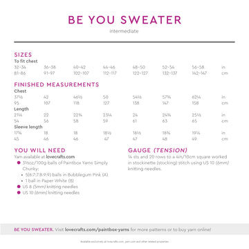 Paintbox Yarns Be You Sweater Knitting Pattern