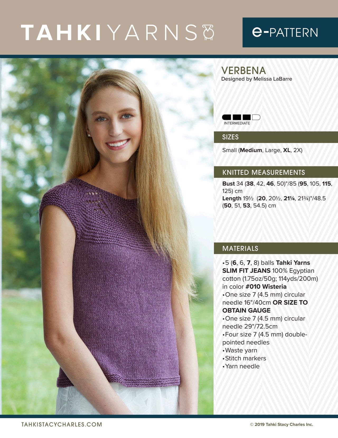 Tahki Yarns Verbena Knitting Pattern