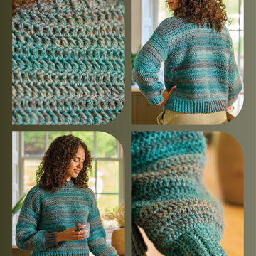 Raine Crochet Crew Neck Jumper by Cassie Ward in Retreat Twist Chunky