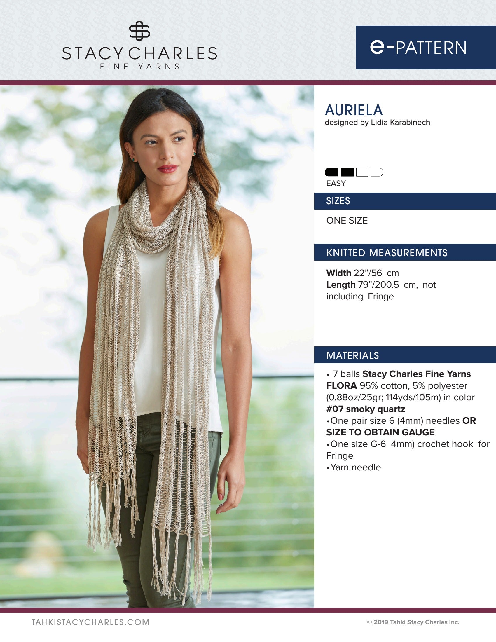 Stacy Charles Fine Yarns Auriela Wrap Knitting Pattern