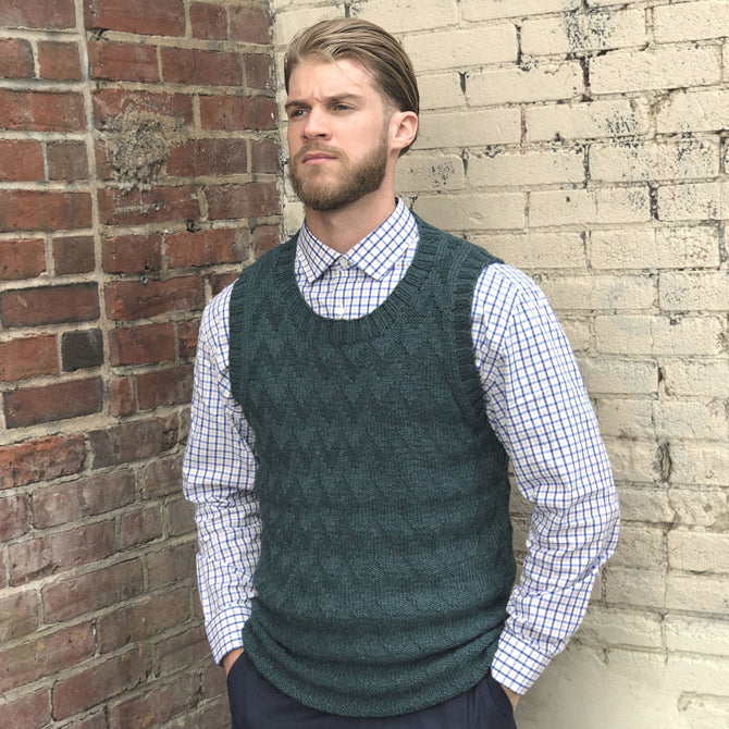 Plymouth Yarn Man's Chevron Vest Waistcoat Knitting Pattern