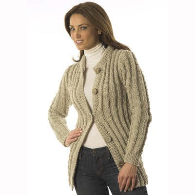 Plymouth Yarn P604 Cabled Sweater Jacket Knitting Pattern