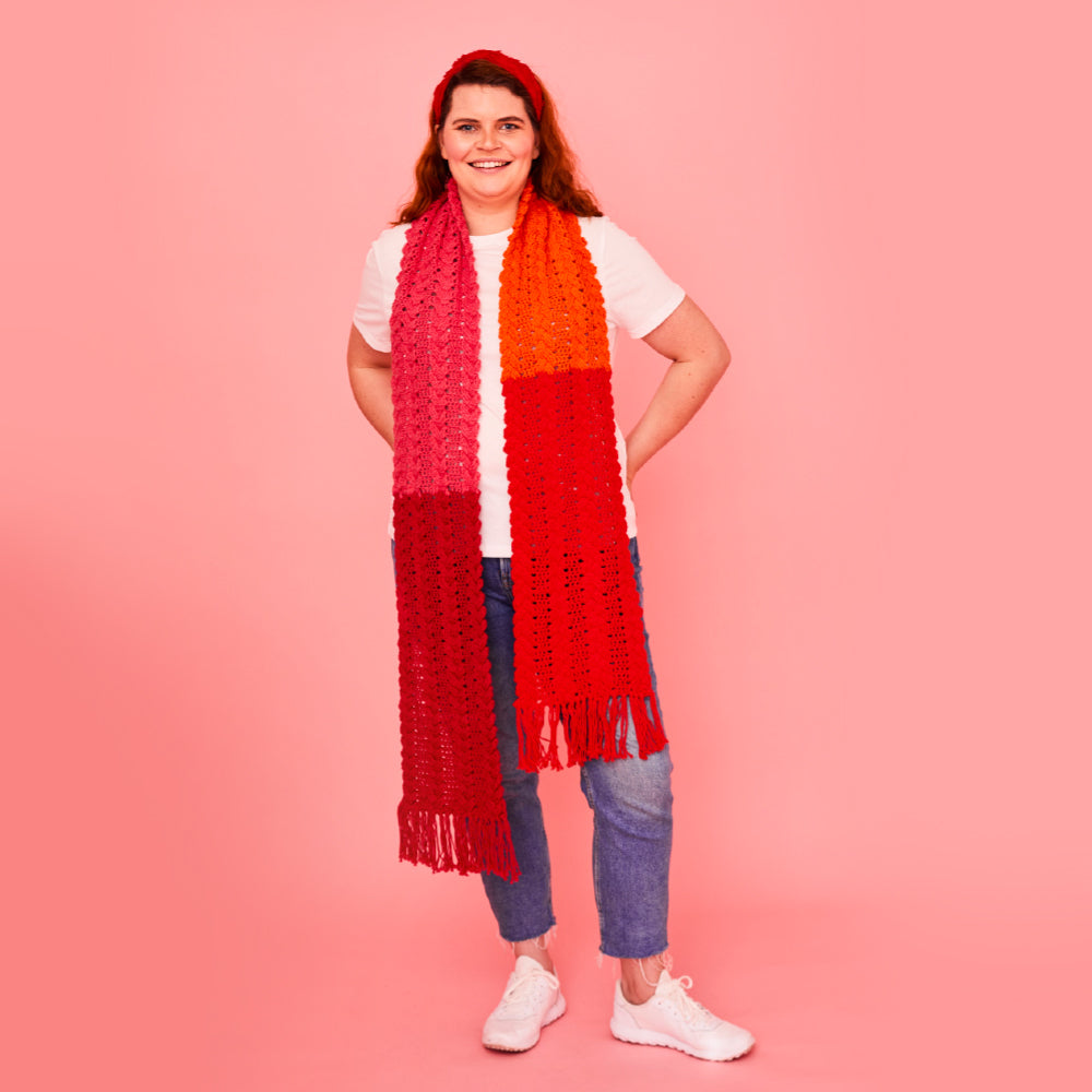 Paintbox Yarns Cheerful Cable Scarf Crochet Pattern
