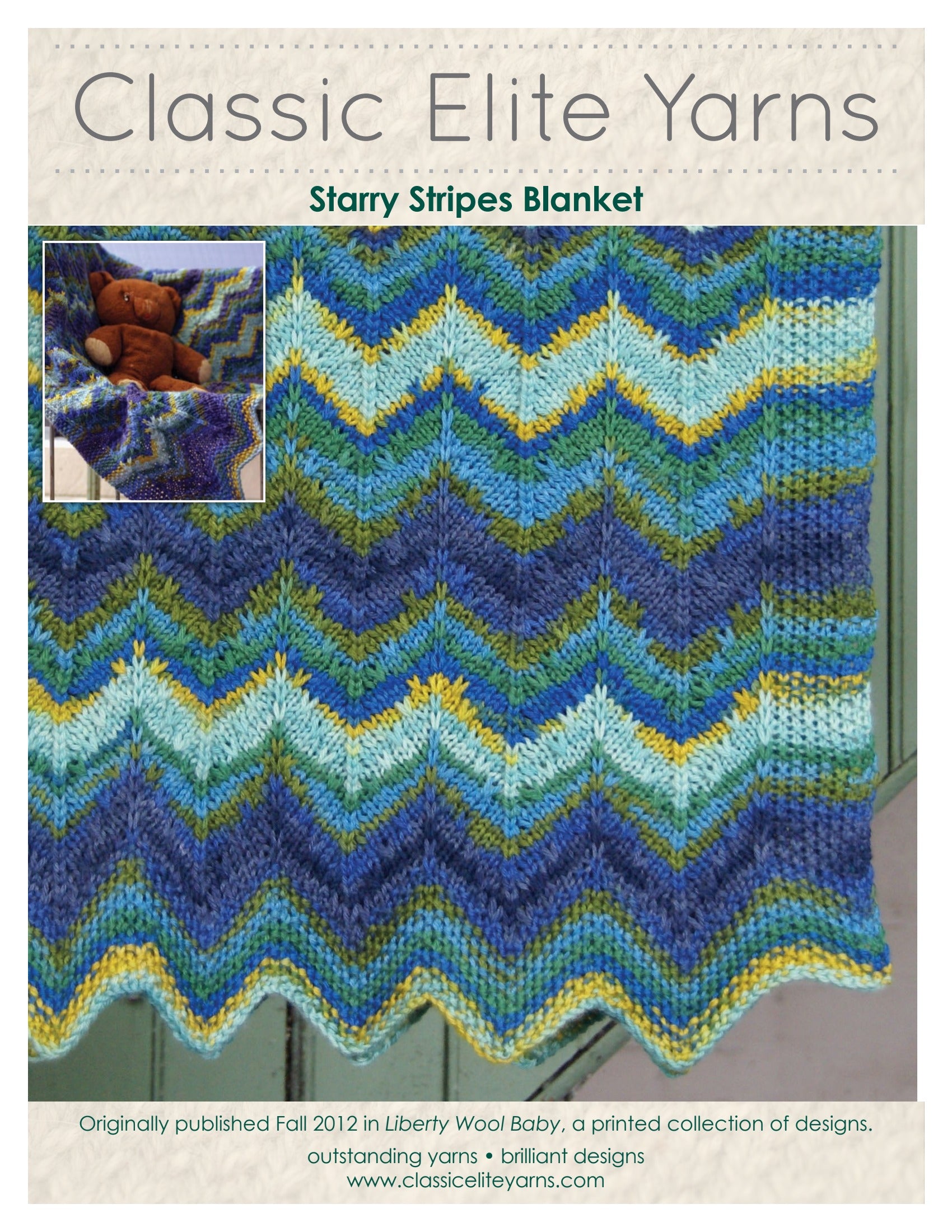 Classic Elite Yarns Starry Stripes Blanket Knitting Pattern