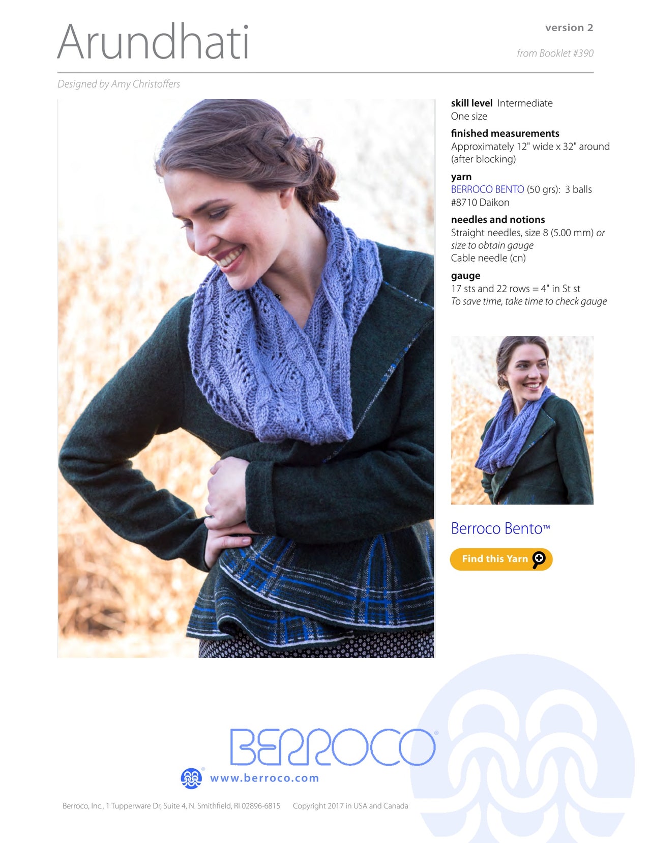 Berroco Arundhati Cowl Knitting Pattern