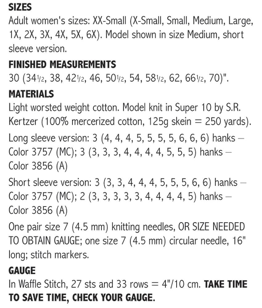 Waffle Stitch Pullover in 2 Sleeve Lengths #136