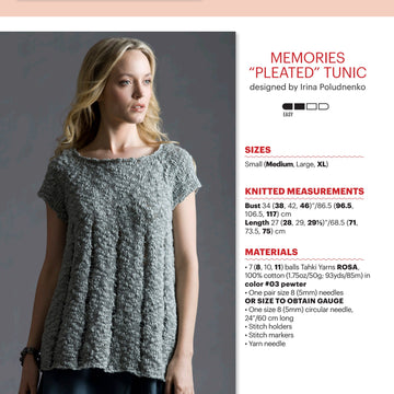 Tahki Yarns Memories "Pleated" Tunic Knitting Pattern