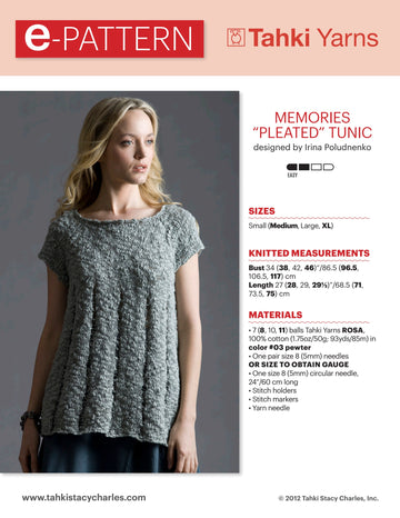 Tahki Yarns Memories "Pleated" Tunic Knitting Pattern