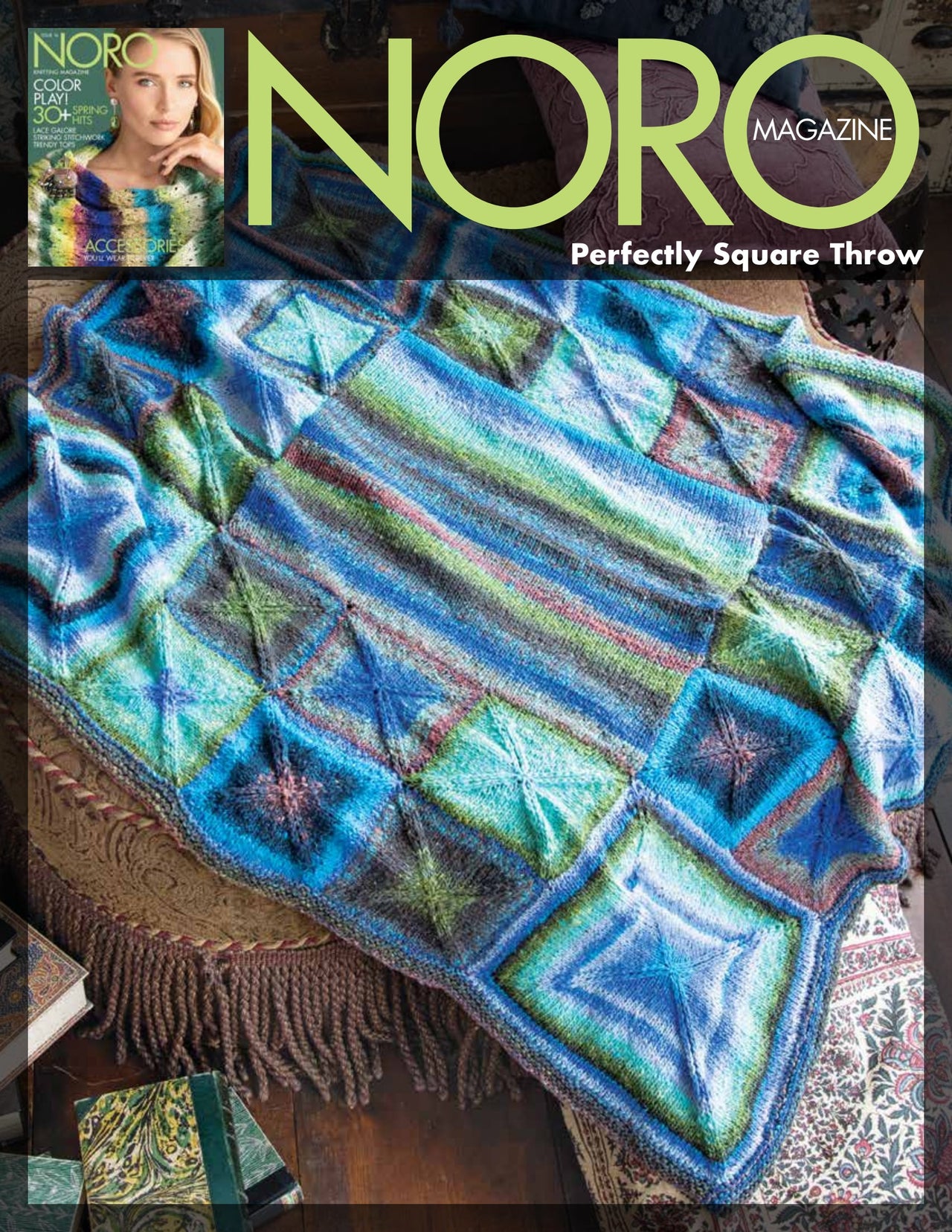 Noro Perfectly Square Throw Blanket Knitting Pattern